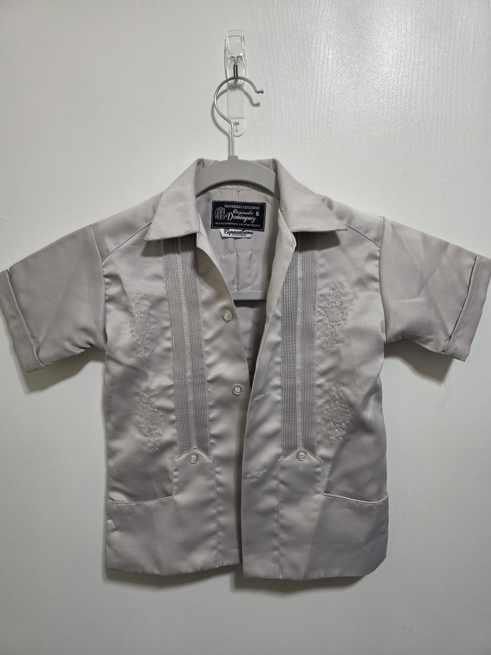 Vintage Kids Guayabera Shirt Originales Dominguez Mexican Wedding Satin Size 6